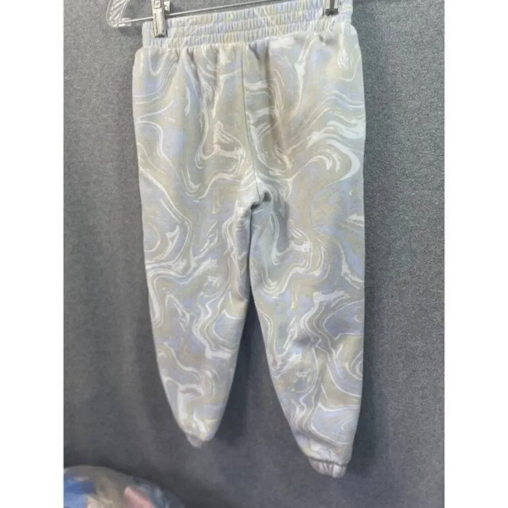 Vintage‎ Style Marble Print Jogger Pants With Elastic Waist & Cuffs